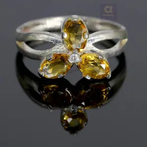6x4 mm Oval Cut Natural Brandy Citrine Gemstone Ring, 925 Sterling Silver Ring, Engagement / Wedding Ring February Birthstone Citrine Ring