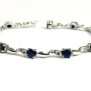 7.5 inches BLUE SAPPHIRE DIAMOND Bracelets , 925 sterling silver ,Christmas gift ,Wedding Collection ,Bridal Gift,Women  Bracelets , .......