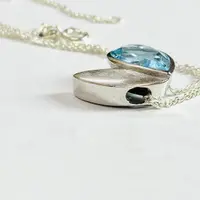 BLUE TOPAZ PEAR pendant Necklace ,Sterling Silver,December Birthstone,Lovely Gift for her . BLUE TOPAZ PEAR pendant Necklace ,Sterling Silver,December Birthstone,Lovely Gift for her .