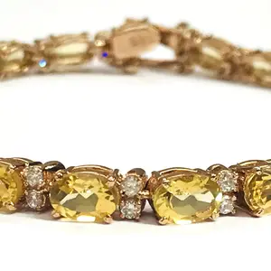 CITRINE ROSE GOLD Bracelets , 7.5 inches, 925 sterling silver , November Birthstone ,Bridal Gift, Women  Bracelets , Tennis Bracelets...