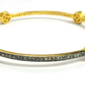 Rose Cut PAVE DIAMONDS SAPPHIRE Bangle-925 Sterling Silver-Victorian Diamonds Bangle-wedding Gift,Bride Maid Gift...