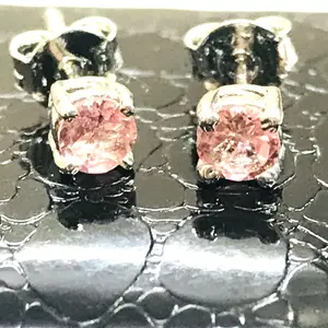 PINK TOURMALINE STUD Earring ,Round shape, Tourmaline Baby Pink Gemstone ,October Birthstone ,Gift For Daughter.