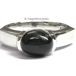 BLACK STAR of INDIA -925 silver ring ,Star Diopside , Black Star Cabochon ,Black gemstone,Unisex ring ..