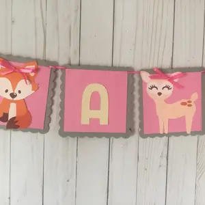 Woodland baby showe girl banner, its a girl banner, baby shower banner, custom name banner