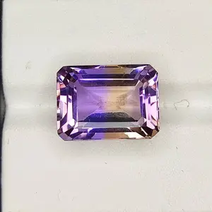 11.05 Carat 100% Natural Untreated 16x12x8 MM Ametrine Rectangle Shape Loose Gemstone Double Ametrine Bi Color Ametrine Ring Pendant Brooch