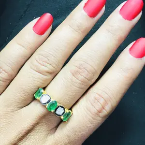 EMERALD RING,Rose Cut Diamonds ,May birthstone ,emerald engagement ring,925 Silver, antique emerald ring ,Valentine Gift