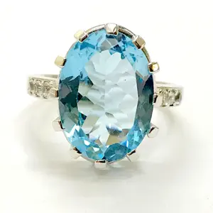 BLUE TOPAZ COCKTAIL Ring ,Aqua color Engagement Ring ,Sky Blue Gemstone, December birthstones, Sterling silver ring , Gift for Her..
