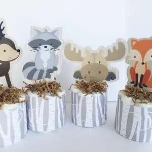 Woodland baby shower decorations,Forest Woodland Theme Baby Shower Decor, Woodland Animals Table Centerpiece, Birch Tree Baby’s shower decor