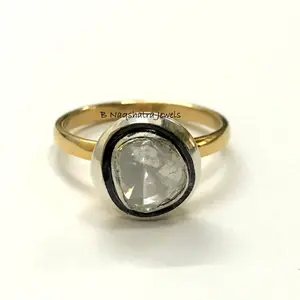 NATURAL ROSECUT DIAMONDS 925 Sterling silver Ring , Diamond Engagement Ring , Solitaire Ring ,Vintage Wedding Band , April Birthstone.....