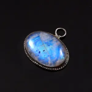 925 sterling silver rainbow moonstone pendant, designer smooth gemstone pendant, handmade silver pendant, bridal Christmas jewellery