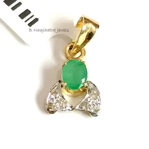 EMERALD DIAMOND PENDANT, 14K Yellow Gold ,May Birthday gift, Emerald Anniversary, Best Gift For Love and friendship.