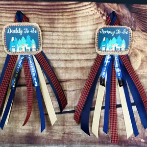 Lumberjack Mommy to be pin, daddy to be pin, corsage set