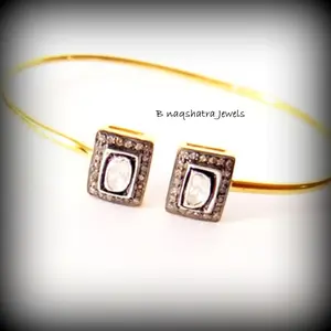 Natural PAVE DIAMONDS Cuff Bangle-925 Sterling Silver -Vintage wedding Gift,Bride Maid Gift...