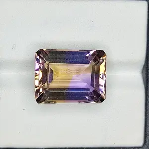 13.40 Carat 100% Natural Untreated 16x12x9 MM Ametrine Rectangle Shape Loose Gemstone Double Ametrine Bi Color Ametrine Ring Pendant Brooch