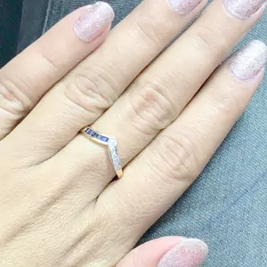 DAINTY SAPPHIRE DIAMONDS 14k gold ring , Channel setting sapphire , September Birthstone , Beautiful Handcrafted Gift for Her, Promise Ring,