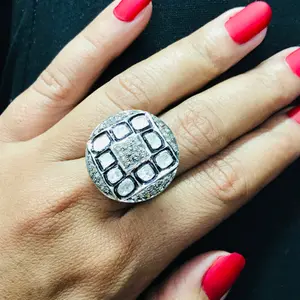 ROSE CUT DIAMOND Victorian Cocktail Ring,Natural Slice cut Diamond Ring, Bridal Gift