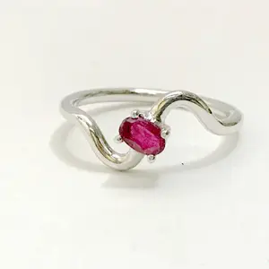 RUBY SILVER RING , sterling silver ruby ring ,ruby anniversary ring, red ruby rings, July birthstone,handmade jewelry, Ring size Us 6 3/4