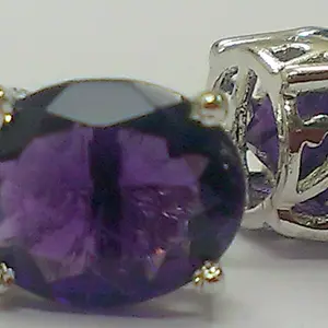 100% Natural African Amethyst 9x11 mm oval shaped ear studs or tops in 925 sterling silver, Amethyst February birthstone ,purple stones