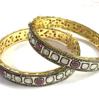 1 Pc ROSECUT RUBY DIAMONDS-925 Sterling Silver-Pave set Diamond Bangle, Vintage wedding bangle. 1 Pc ROSECUT RUBY DIAMONDS-925 Sterling Silver-Pave set Diamond Bangle, Vintage wedding bangle.