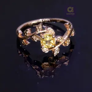 6 mm Round Cut Natural Brandy Citrine Gemstone Ring, 925 Sterling Silver Ring, Engagement / Wedding Ring November Birthstone Citrine Ring