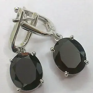 Natural Mozambic Garnet ,Russian lock dangle earrings 925 sterling silver ,Red Garnet , gift for her