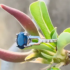 BLUE SAPPHIRE Ring ,Sterling Silver ring ,Sapphire Oval ,September Birthstone gift ,Neelam Gemstone, Promise Ring For Her