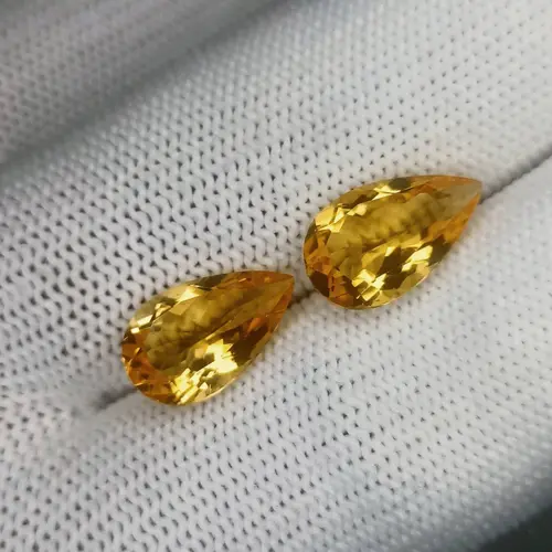 100% Natural Citrine, Merchant Stone of Wealth, Pear Shape pair, Loose gemstone, 7 Carat 14x8x6 MM, Unheated And Untreated For wire earing
