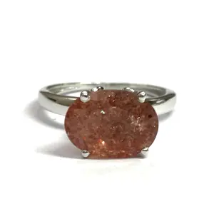 SUNSTONE Sterling Silver Ring,Oval Gemstone,Orange Color,Engagement ring,promise ring ,Beautiful Gift For Loved Ones, feldspar gemstone.....