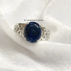 LAPIS LAZULI 925 Sterling Silver Ring ,December Birthstone ,Yeats, Azurite , Pyrite , Aoki lapis ,Royal Blue Color ring, Unisex ring ....