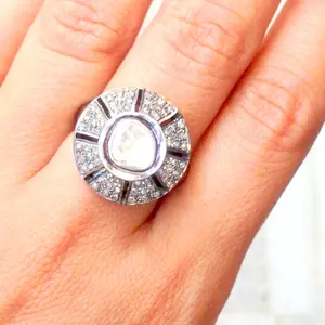 SLICE DIAMOND Ring, Antique Look,Diamonds vintage ring, Rose cut diamond,black Thanksgiving jewelry,Vintage wedding band, Engagement Jewelry