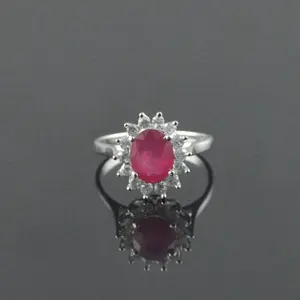 925 Sterling silver ruby ring, Red ruby, July Birthstone, Gift for mom, Natural ruby, Ring for wedding / Engagement Statement Ring