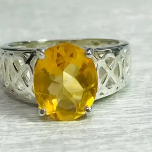 CITRINE Ring/Solar Plexus Chakra Gemstone ,Celtic Knots ,November Birthstone ,healing yellow Topaz, Unisex ring