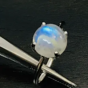 RAINBOW Moonstone CABOCHON silver ring , perfect white color rainbow , sterling silver rainbow ring , Gift for her