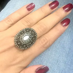 Natural ROSE CUT DIAMONDS Cocktail Ring, Pave Diamonds ,Black rhodium plated jewelry, vintage Style jewelry