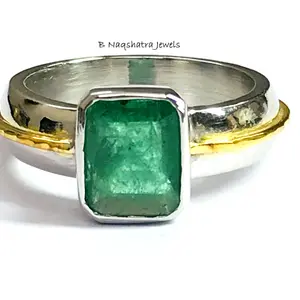 EMERALD MEN RING-925 Sterling Silver ,May birthstone ,Fathers day gift, Men Engagement Ring ,Emerald Cut Green Gemstone