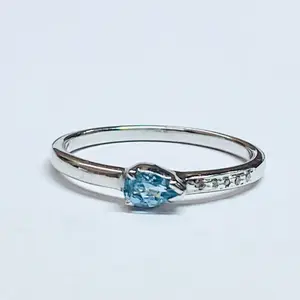 DAINTY AQUAMARINE PROMISE Ring ,Fine Jewelry,Wedding Gift,Christmas gift for Loved ones