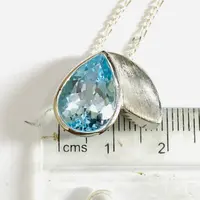 BLUE TOPAZ PEAR pendant Necklace ,Sterling Silver,December Birthstone,Lovely Gift for her . BLUE TOPAZ PEAR pendant Necklace ,Sterling Silver,December Birthstone,Lovely Gift for her .