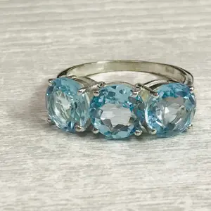 Natural BLUE TOPAZ STATEMENT Ring,December Birthstone Gift,Promise Ring,Eternity band .