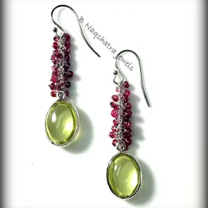 RUBY Dangle Earrings, LEMON TOPAZ Silver Earrings, Ruby Beads, July Birthstone, Women Jewelry, Gift For Her ..