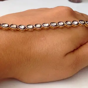 Natural ROSE CUT DIAMOND bracelets, 7.50" length silver diamonds bracelet, Diamond jewelry