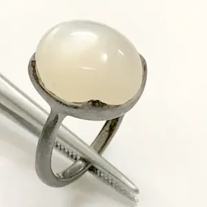 MEN Ring,PEARLY MOONSTONE ,Perfect Moonlight,Natural Moonstone,June Birthstone ,Rust Black Matte Finish, Gift For him...