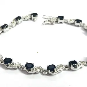 7.5 inches BLUE SAPPHIRE DIAMOND Bracelets , 925 sterling silver ,Christmas gift ,Wedding Collection ,Bridal Gift,Women  Bracelets , .......