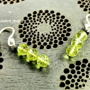 PERIDOT BEADS Dangle & Drop Earrings,August Gemstone,Party Wear , Women Jewelry, green Beads, Handmade jewelry.