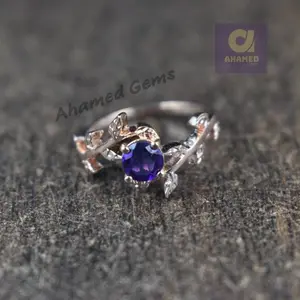 6 mm Round Cut Natural Purple Amethyst Gemstone Ring, 925 Sterling Silver Ring, Engagement / Wedding Ring February Birthstone Amethyst Ring