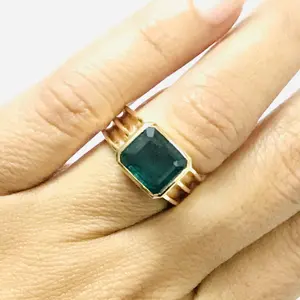 EMERALD MEN PINKY Finger Ring ,Solid 18k gold ,May Birthstone, Emerald Ring, Statement Ring, Emerald Cut, Green Gemstone