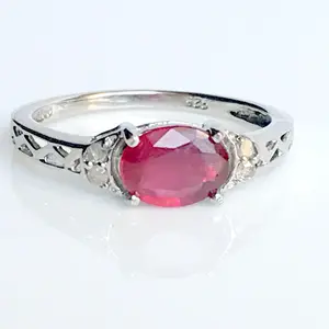 RUBY DIAMOND RING , Engagement Ring, Wedding Band, Red Gemstone ,July birthstone,Gift for her-Leo Zodiac