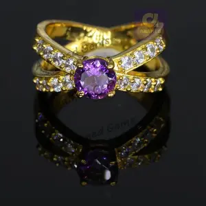 6 mm Round Cut Natural Purple Amethyst Gemstone Ring, 925 Sterling Silver Ring, Engagement / Wedding Ring February Birthstone Amethyst Ring