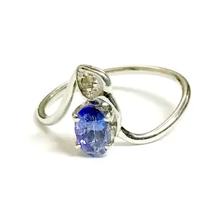 DAINTY TANZANITE DIAMOND Engagement Rings, Blue Tanzanite ring, Promise ring,diamond ring,Oval Cut tanzanite as an Valentine Gift