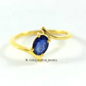 BLUE SAPPHIRE 9k Gold Ring ,September Birthstone ,Diana Ring , Fine jewelry , Gift For Her...