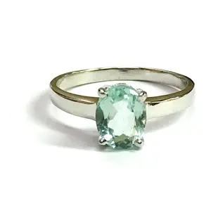DAINTY AQUAMARINE RINGS ,Sterling Silver ,March birthstone , Solitaire Ring Natural aquamarine , sky blue ring,valentine gift